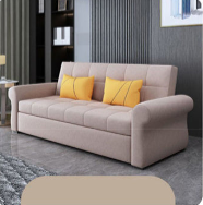 Modern Techno Fabric Sofa Bed in Blue, Light Gray, Dark Yellow, Brown, and Pink with Wood Accents fxgz-278