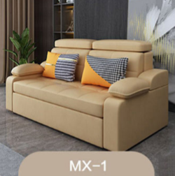 Stylish Multi-Color Sofa Bed: Yellow, Orange, Dark Gray & Off White with Brown Wood Techno Fabric fxgz-292