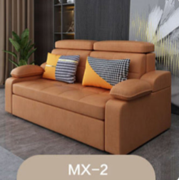 Stylish Multi-Color Sofa Bed: Yellow, Orange, Dark Gray & Off White with Brown Wood Techno Fabric fxgz-292