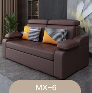 Stylish Multi-Color Sofa Bed: Yellow, Orange, Dark Gray & Off White with Brown Wood Techno Fabric fxgz-292