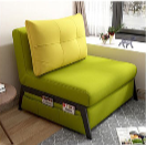 Stylish Multi-Color Techno Fabric Sofa Bed with Wood Accents – Light Gray, Yellow, Pink, and Light Green fxgz-271