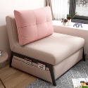 Stylish Multi-Color Techno Fabric Sofa Bed with Wood Accents – Light Gray, Yellow, Pink, and Light Green fxgz-271