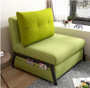 Stylish Multi-Color Techno Fabric Sofa Bed with Wood Accents – Light Gray, Yellow, Pink, and Light Green fxgz-271