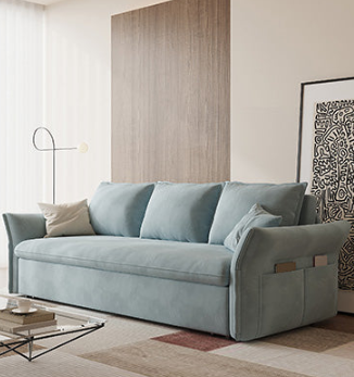 Elegant Beige & Light Gray Sofa with Pink & Blue Accents, Comfortable Dark Brown Faux Leather & Cotton Blend hyt-1424