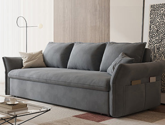 Elegant Beige & Light Gray Sofa with Pink & Blue Accents, Comfortable Dark Brown Faux Leather & Cotton Blend hyt-1424