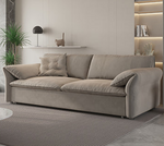 Luxurious Beige and Blue Solid Wood Sofa with Light Brown Accents and Dark Gray Detailing - Premium Cotton Down Upholstery hyt-1236