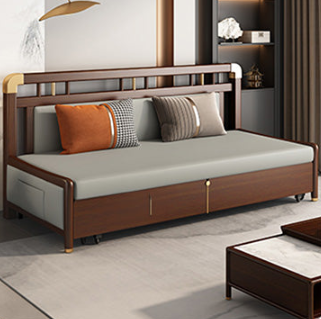 Modern Solid Wood Sofa with Yellow, Light Gray, Dark Brown, Orange, Green, and Blue Faux Leather hyt-1431