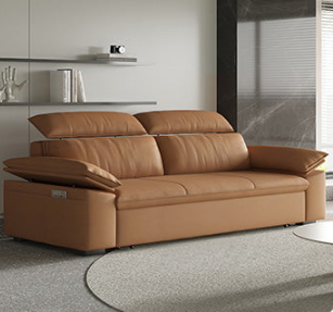 Stylish Solid Wood Sofa with Comfortable Cotton and Faux Leather Upholstery in Assorted Colors hyt-1432