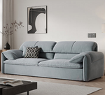 Stylish Solid Wood Sofa with Cotton and Down Cushions in Dark Gray and Beige hyt-1238