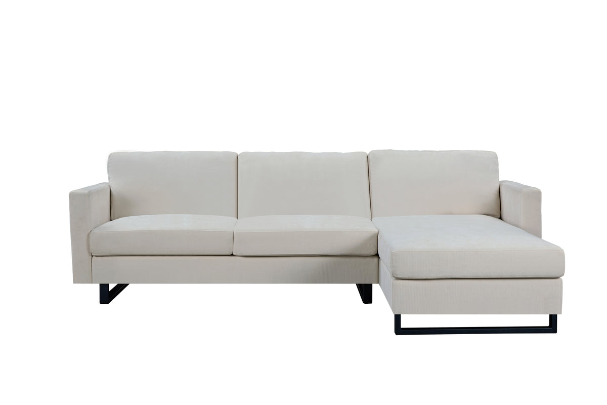 SOFA The best choice products upholstered sectional sofa for families, apartments, dormitories, award rooms, compact space with chaise longue, 3 seats, L-shaped design,off-white W1793S00004-djyc