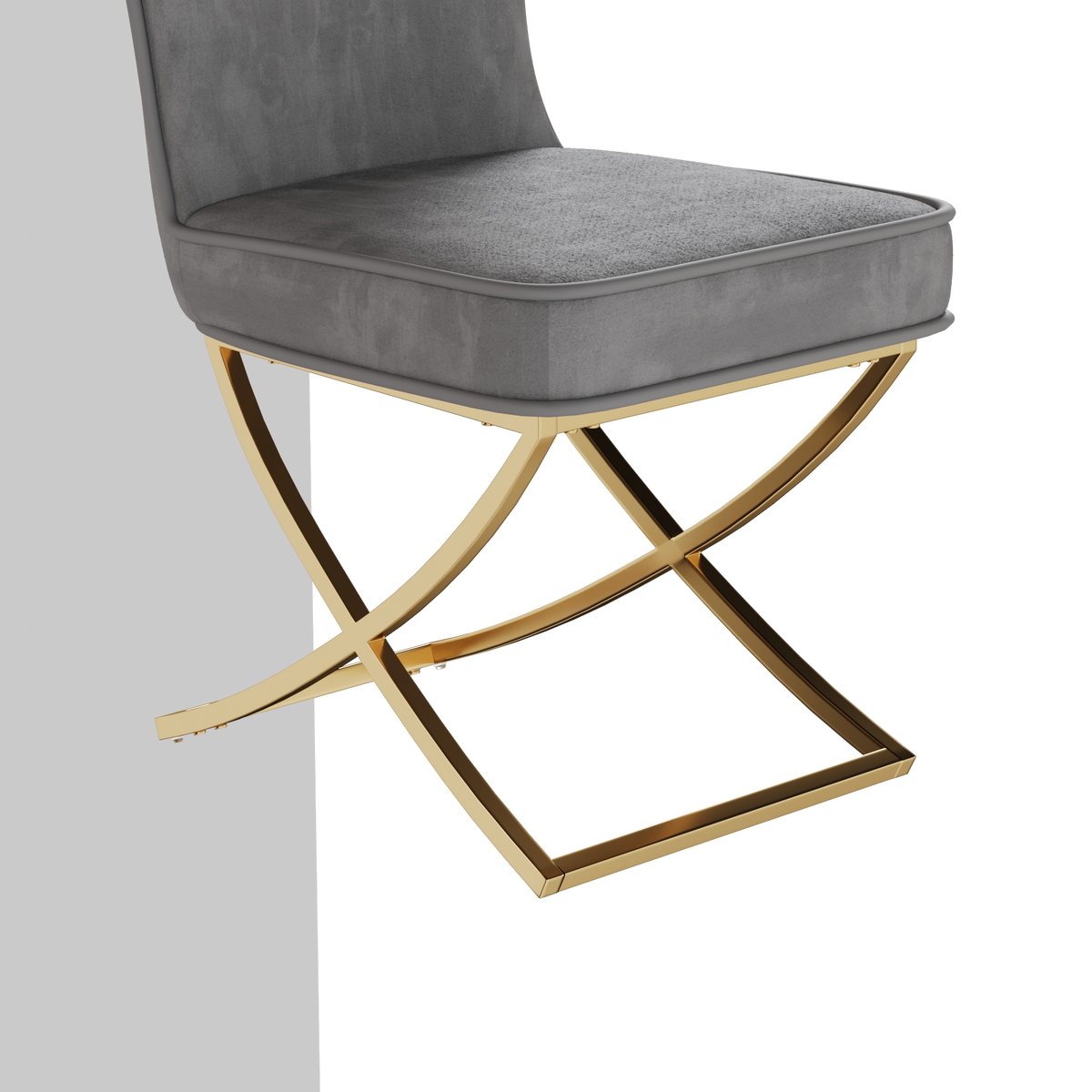 Dining Chair Set of 2, grey velvet Backrest and golden Metal legs.For Modern Kitchen Dining Room Chair for Kitchen Living Modern decorative Leisure chairs Office chairs W1727P195279-djyc