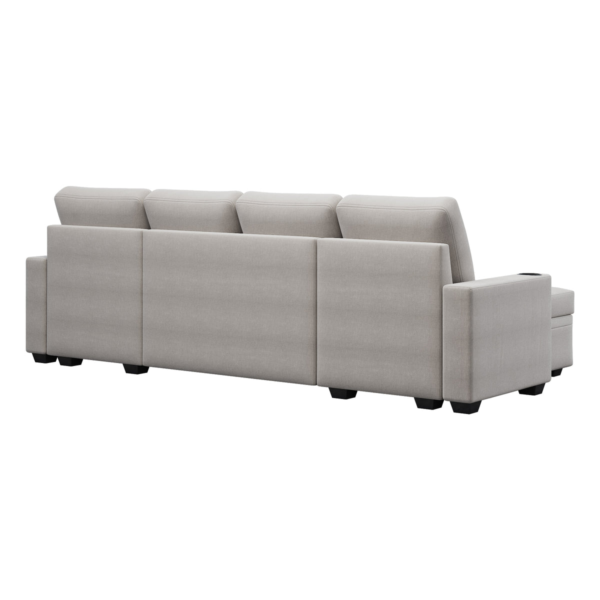 Sectional Sofa with Storage, 96" U Shaped Sectional Couches for Living Room, Comfy Convertible Sectional Sofa- Beige W1669S00007-djyc