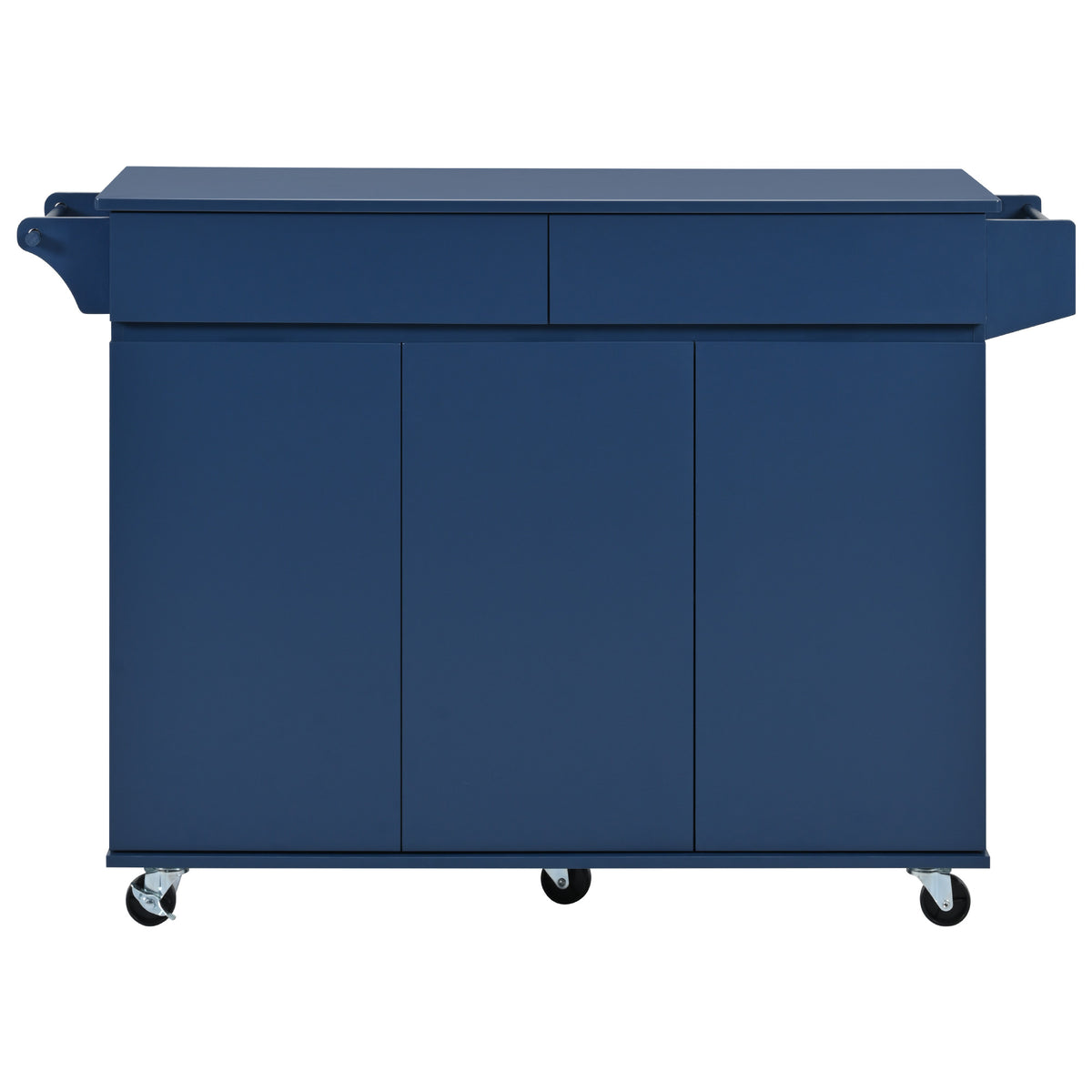 K&K 53.2''Kitchen Island with Drop Leaf, Kitchen Storage Cart with Spice Rack, Towel Rack and 2 Drawers, Rolling Kitchen Island on Wheels with Adjustable Shelves for Kitchen, Dining Room, Navy Blue N707P173041G-djyc