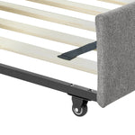 Twin Size Daybed with Two Drawers Trundle Upholstered Tufted Sofa Bed, Linen Fabric, Grey (82.5"x42.5"x34") W487S00165-djyc