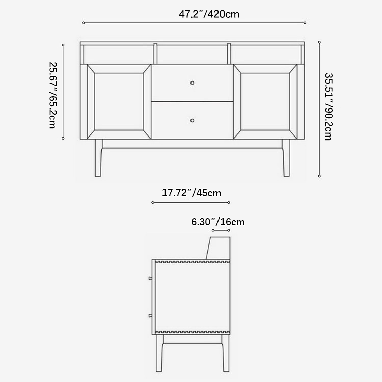 Mid-Century Modern Solid Wood Sideboard Cabinet for Stylish Living Rooms fyf-2230