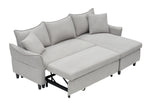 This 80-inch gray corduroy L-shaped sofa comes with two small throw pillows that can be converted into a sofa bed for storage W1278S00027-djyc