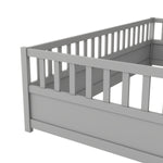 Twin Size Floor bed, integral construction with super high security barrier, door, children's floor bed frame, Montessori wooden children's floor bed,Grey W1858P164928-djyc