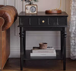 Chic Black Tea Table with Storage Drawer | Stylish Side Table for Living Room Decor hmz-4963