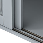 Kitchen Island with Drop Leaf, LED Light Kitchen Cart on Wheels with 2 Fluted Glass Doors and 1 Flip Cabinet Door, Large Kitchen Island Cart with an Adjustable Shelf and 2 Drawers (Grey Blue) WF311171AAG-djyc