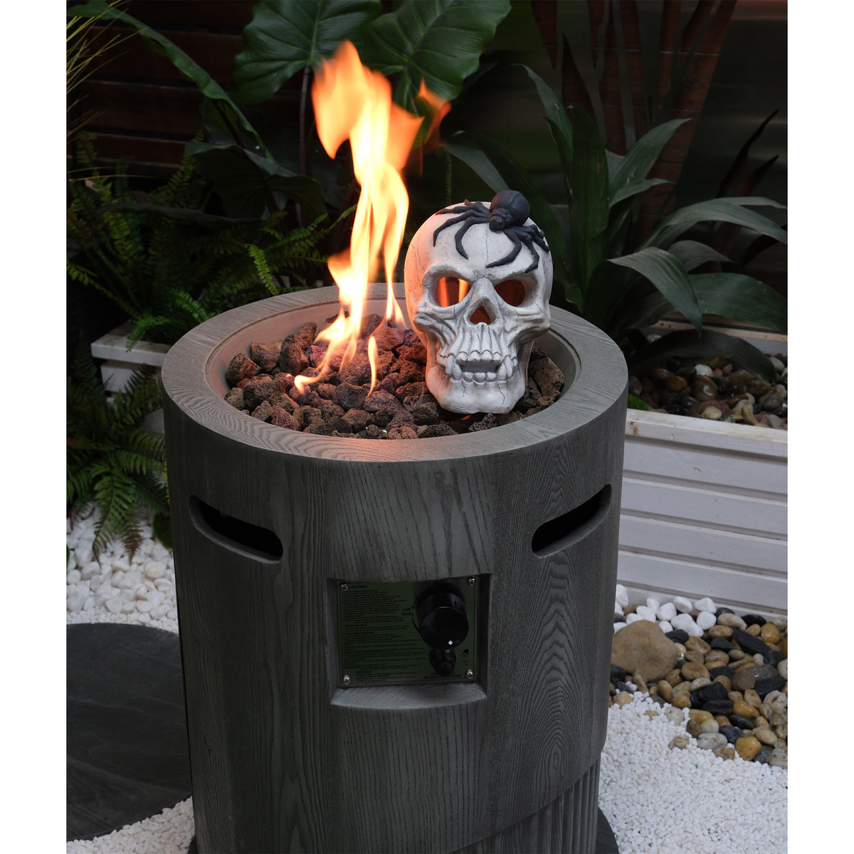 32000 BTU, CSA Certification Diameter 20 Inch Round Outdoor Gas Fire Pit,Contain 2.5kg Lava Stone And Rainproof Cover,Magnesium Oxide Cultured Stone Surface Finished,, More Suitable for Outdoor Garden W2734P194101-djyc