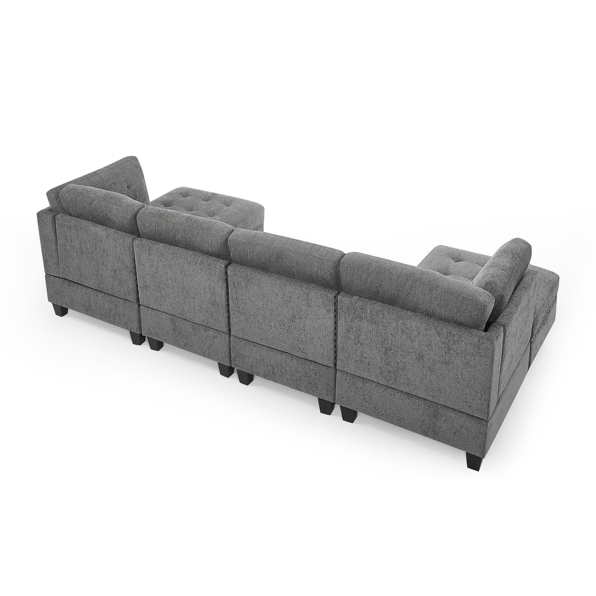 U shape Modular Sectional Sofa,DIY Combination,includes Two Single Chair ,Two Corner and Two Ottoman,Grey Chenille W487S00200-djyc