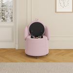Versatile 23" Storage Stool: Multi-Functional Pink Teddy Fleece Design, Enhances Functionality in Bedrooms & Living Rooms W1278122696-djyc