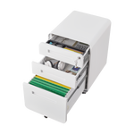 3 Drawer Mobile File Cabinet Under Desk Office,Simple Style Versatile Storage Cabinet for Legal/Letter/A4 Files, 5 Wheel Design Anti-Tilting Cold Rolled Steel Waterproof Moisture-Proof White W1247P145905-djyc