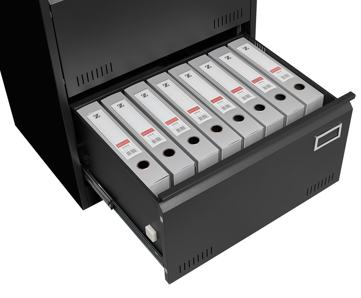 Filing Cabinet Lateral File Cabinet 3 Drawer, Blcak Locking Metal File Cabinets Three Drawer, Office Filing Cabinet with Lock Drawers for Home Office/Legal/Letter/A4/F4 W1247118742-djyc