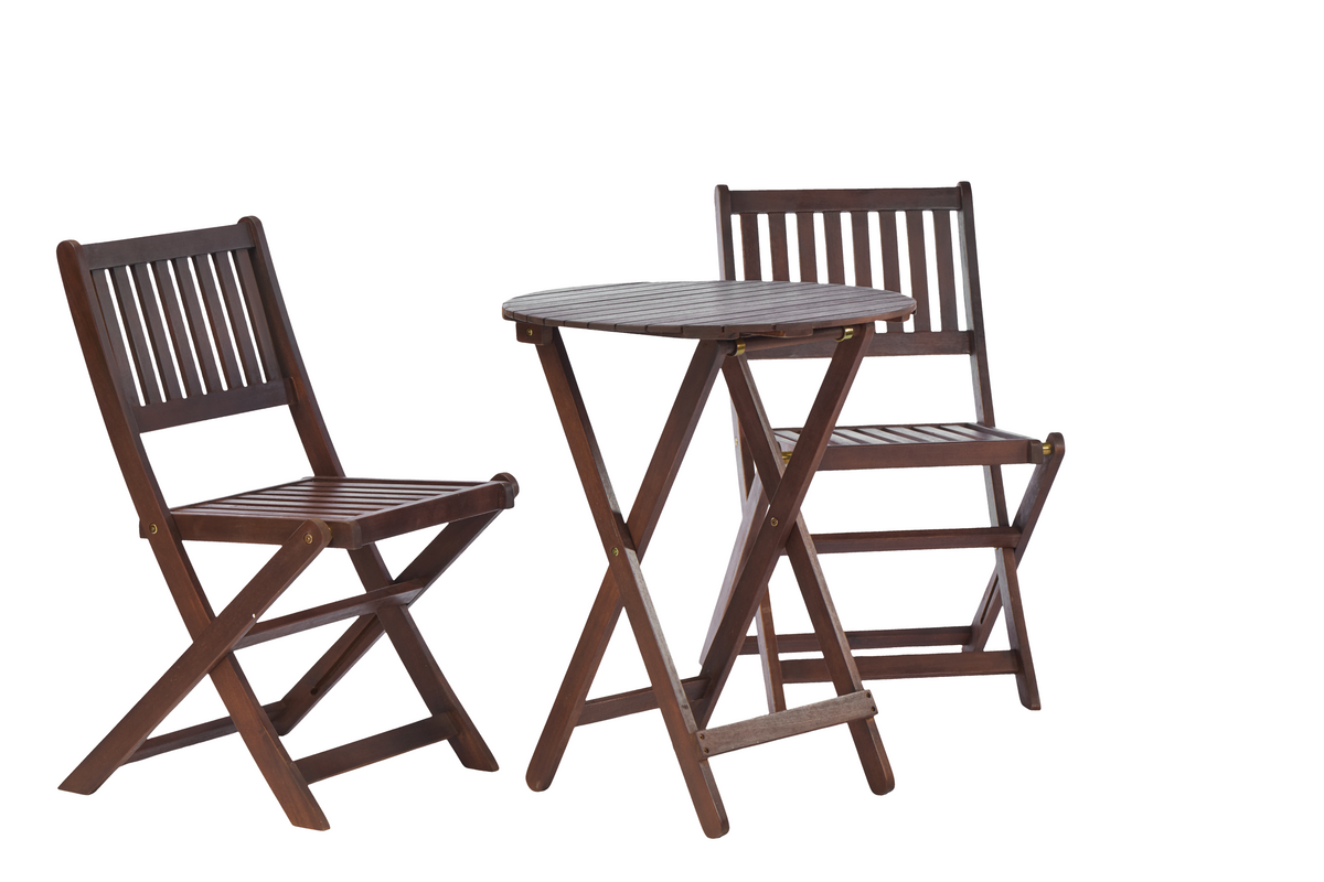 3-Piece Acacia Wood Bistro Set, Wooden Folding Patio Furniture for Garden Backyard Balcony Porch w/ 1 Coffee Table and 2 Foldable Chairs, Natural Stained W2640P209682-djyc