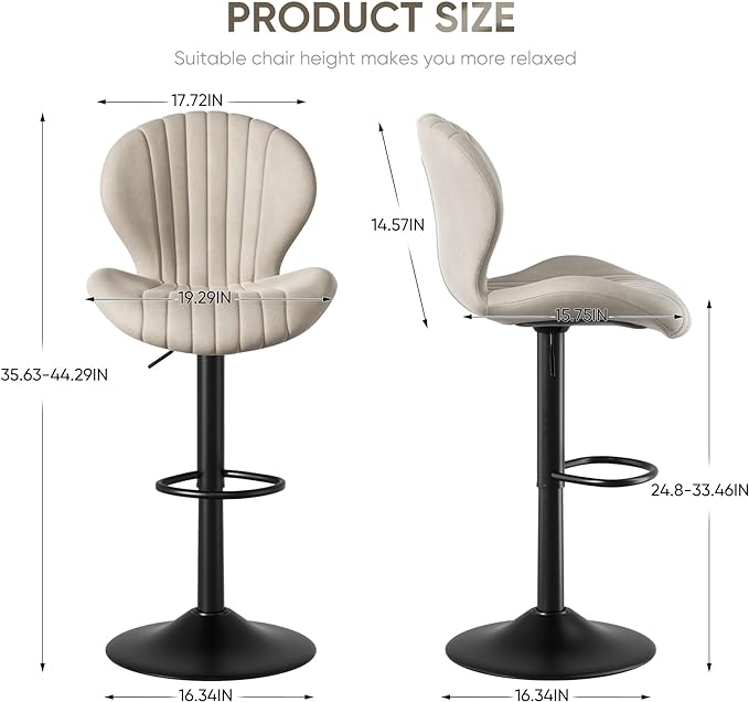 Modern Minimalist 360° Rotating Bar Stool: Resilient Foam & Ergonomic Design FU01023-wz