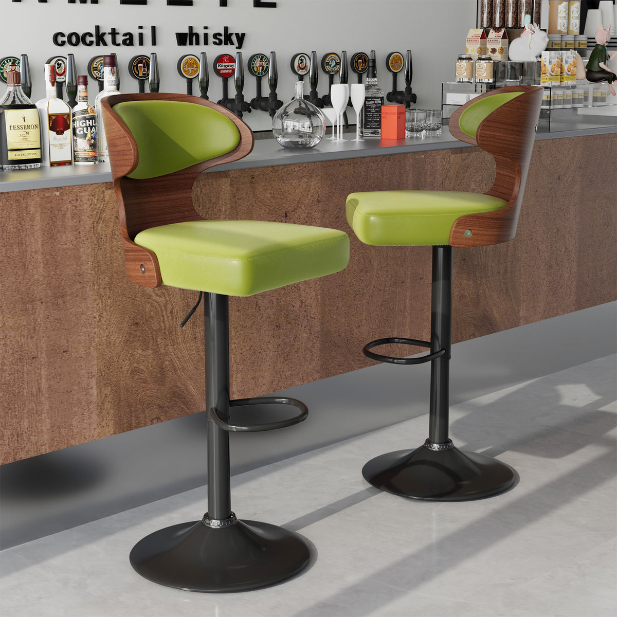 360-Degree Swivel Bar Stool: Height Adjustable & Waterproof Design FU01024-wz