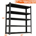 72.05 Inch Tall Black Metal Shelves with 5 Removable Dividers Are High Capacity and Load Bearing for Garages, Kitchens and Offices(72*47.27*23.62) W328P193845-djyc