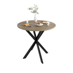 31.5 Inch Round Dining Table, Small Circle Kitchen Table with Metal Black Legs for 2-4 people,Modern Dining Room Table, Brown (only table) W808P176713-djyc