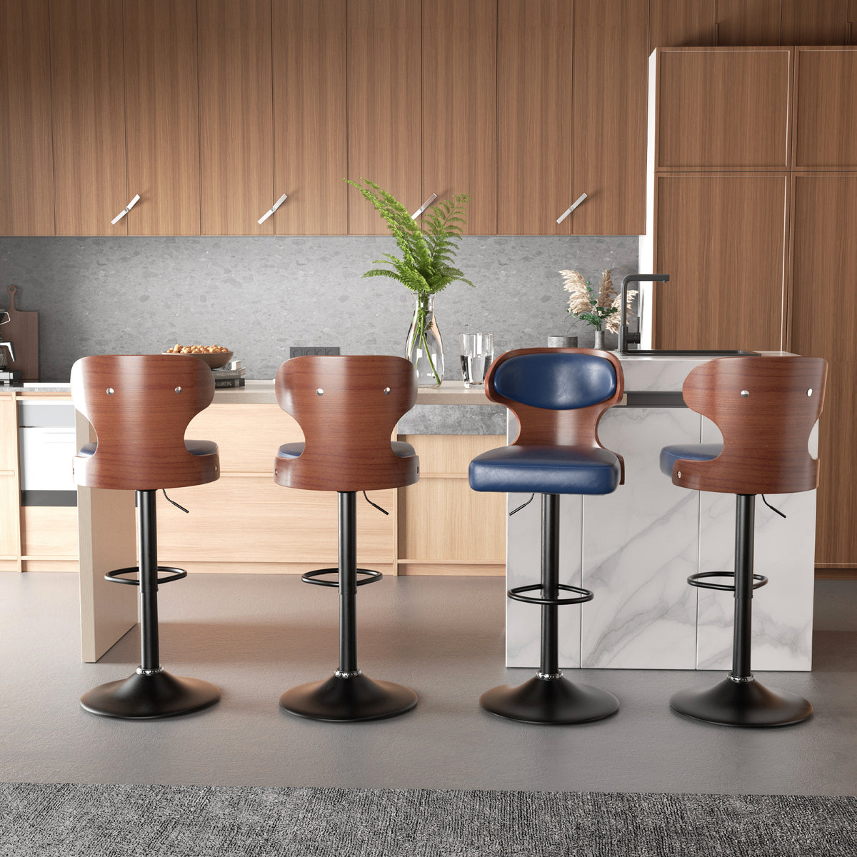 360-Degree Swivel Bar Stool: Height Adjustable & Waterproof Design FU01024-wz