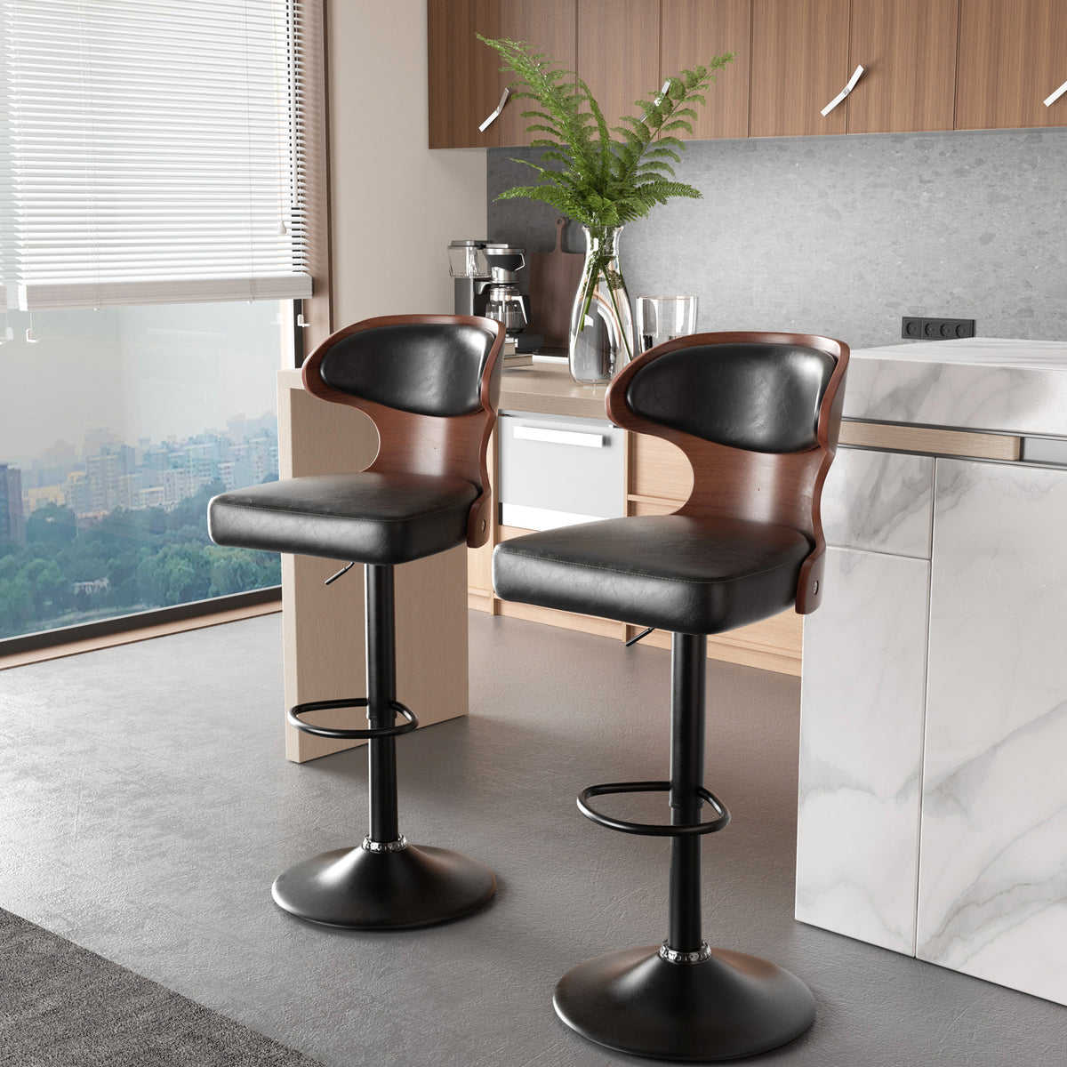 360-Degree Swivel Bar Stool: Height Adjustable & Waterproof Design FU01024-wz