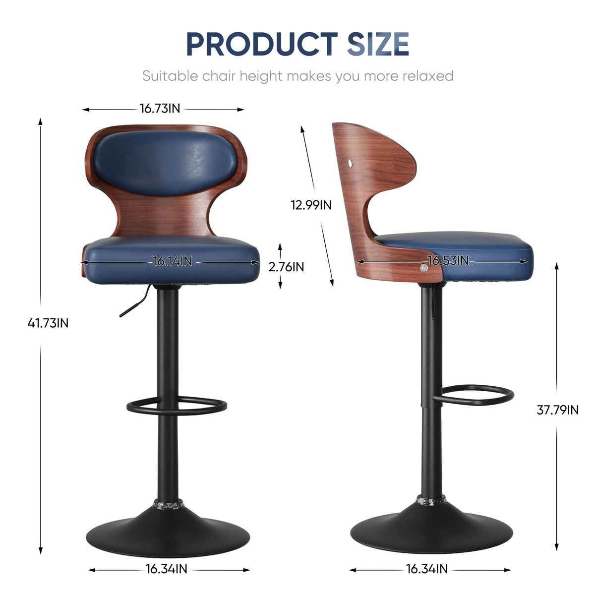 360-Degree Swivel Bar Stool: Height Adjustable & Waterproof Design FU01024-wz