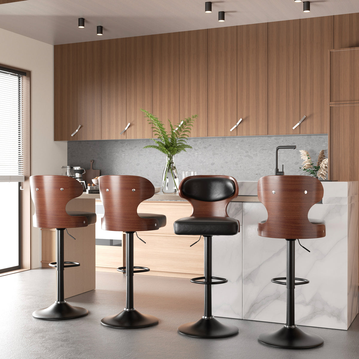 360-Degree Swivel Bar Stool: Height Adjustable & Waterproof Design FU01024-wz