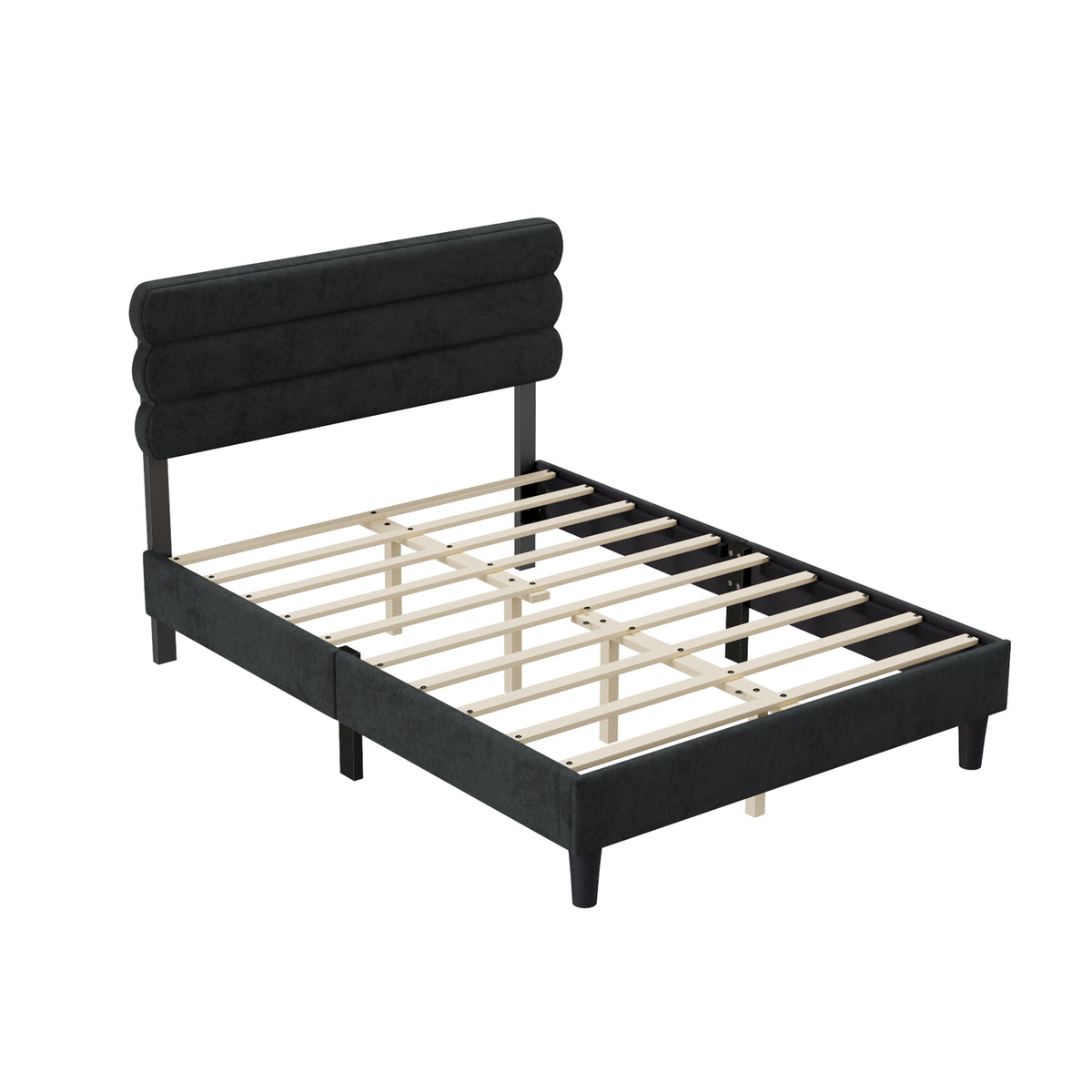 Queen Bed Frame with Headboard,Sturdy Platform Bed with Wooden Slats Support,No Box Spring,Mattress Foundation,Easy AssemblyDARK GREY W1793140483-djyc