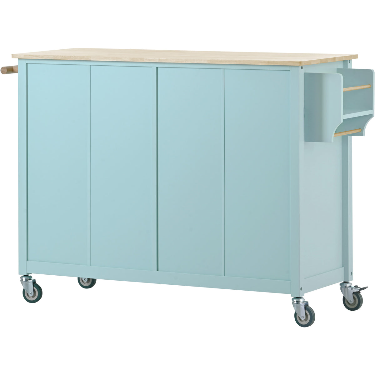 Kitchen Island Cart with 4 Door Cabinet and Two Drawers and 2 Locking Wheels - Solid Wood Top, Adjustable Shelves, Spice & Towel Rack(Mint Green) WF286911AAN-djyc