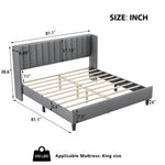 King size Upholstered Platform Bed Frame with Headboard, Mattress Foundation, Wood Slat Support, Quiet, no Box Spring Needed, Easy to Assemble Light Grey W1793140460-djyc