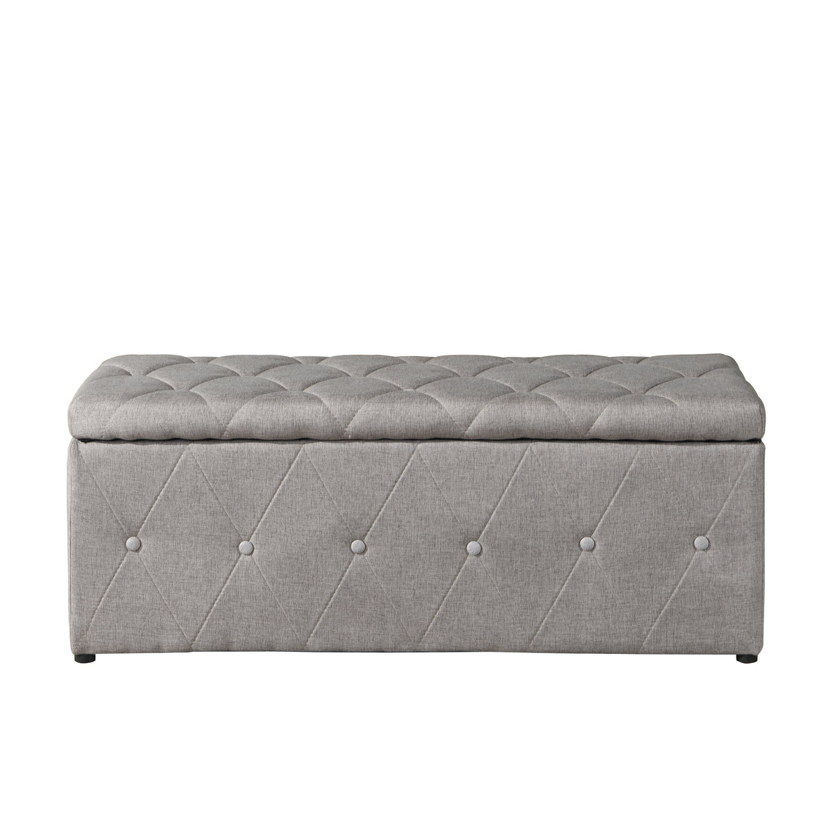 1 Piece Rectangular Storage Ottoman Fabric Linen with 2 Set Ottomans (Beige) W136060484-djyc