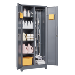 Metal Storage Cabinets, Cleaning Tool Cabinet with Locking Door, Tall Broom Tool Organizer and Storage, Large Storage Cabinet for Kitchen, Pantry, Office, Shop W328P193779-djyc