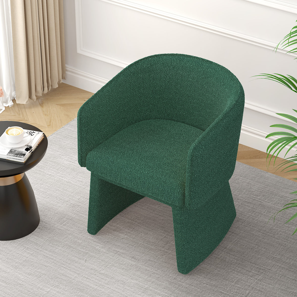 Modern style simple and elegant chair, green leisure chair, suitable for dining/bedroom/living room/reception desk (assembly required)-Green W487P186356-djyc