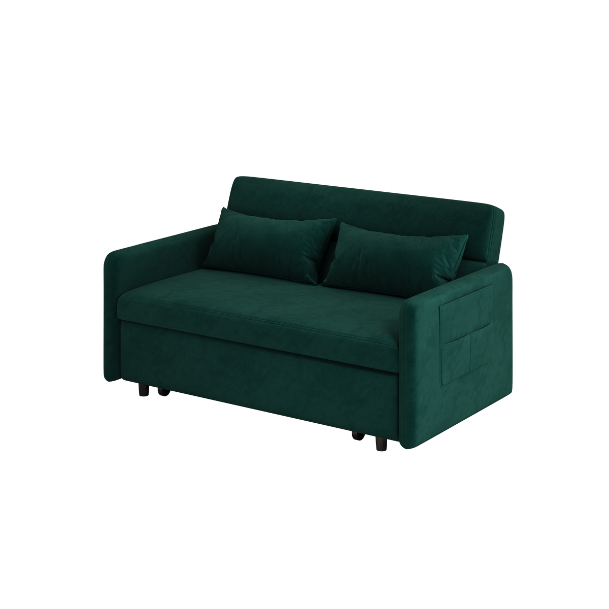 Sofa Pull Out Bed Included Two Pillows 54" Green Velvet Sofa for Small Spaces W1278125092-djyc