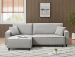 Space-Saving 93-Inch Grey Corduroy Sofa Bed with Two Matching Pillows - Perfect for Living Room or Apartment, Ensuring a Neat and Uncluttered Space W1278S00025-djyc