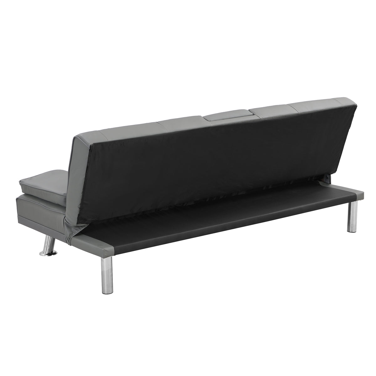 sofa bed with Armrest two holdersWOOD FRAME, STAINLESS LEG, FUTON GREY PVC W214104621-djyc