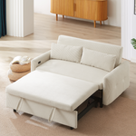 57.48' Pull-out Sofa Bed Convertible Couch 2 Seat Loveseat Sofa Modern Sleeper Sofa with Two Throw Pillows and USB Ports for Living Room, Beige(Old Sku:WF317760AAA) N719P185194A-djyc