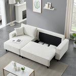 Comfortable 93-Inch Beige Corduroy Sofa Bed Including Two Pillows - Perfectly Suited for Living Room or Apartment, Maintaining a Spacious & Uncrowded Atmosphere W1278S00023-djyc