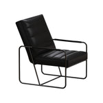 Modern Metal Framed Armchair with Black Technical Leather, Stylish & Comfortable Indoor Lounge Accent Chair for Living Room, Office,Bedroom W1669P197980-djyc