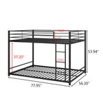 Metal Bunk Bed Full Over Full, Bunk Bed Frame with Safety Guard Rails, Heavy Duty Space-Saving Design, Easy Assembly Black W84063611-djyc